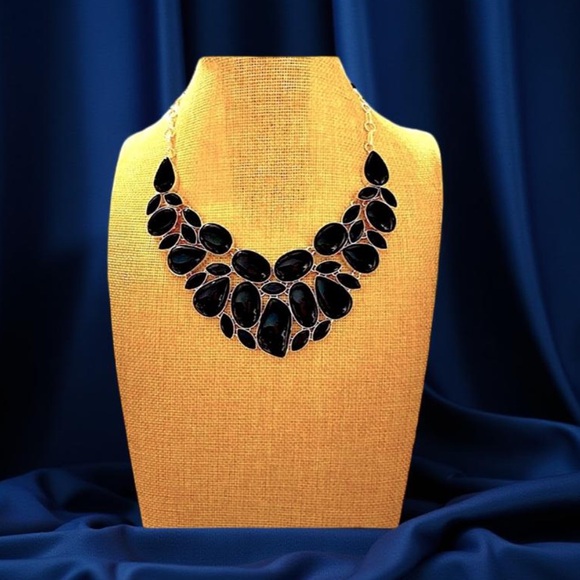 Onyx Necklace stunning statement, necklace, silver & onyx necklace NEW - Picture 12 of 15